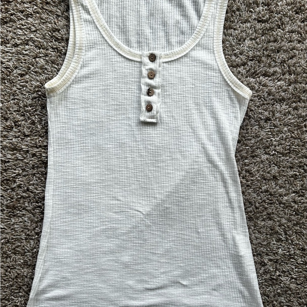 White Ribbed Tank Top